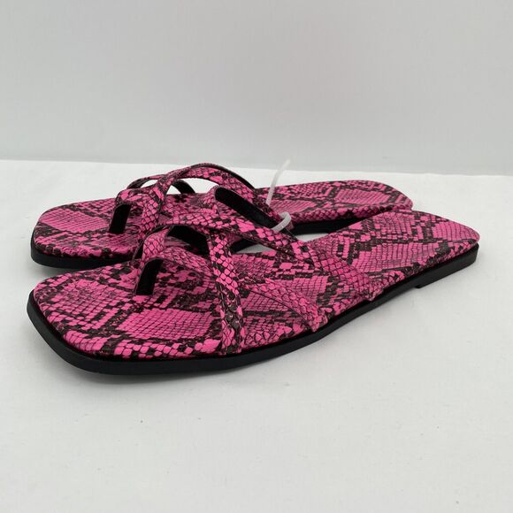 14th & Union Womens Caite Snake Print Strappy Slide Sandal Bright Pink Size 7.5 - Picture 2 of 8